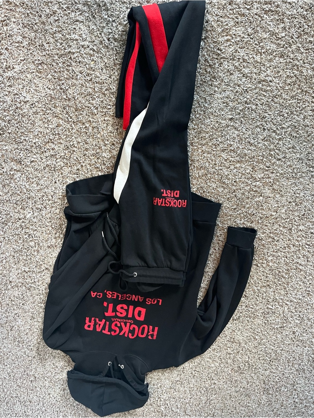Rockstar Dist. Los Angeles Black Hoodie with Red & White Accents
